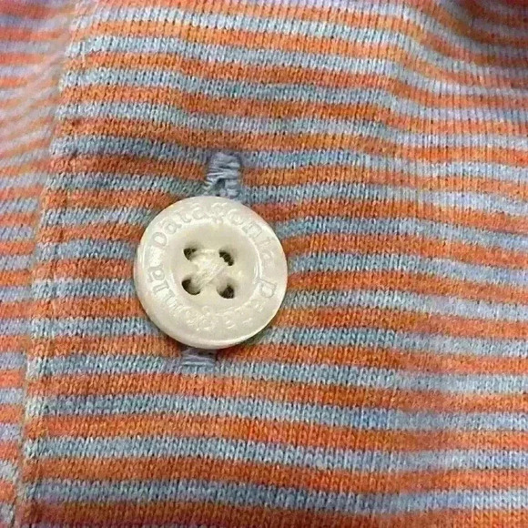 Patagonia Mens Orange Gray Striped Short Sleeve Three Button Polo Shirt Size XL - Picture 2 of 10